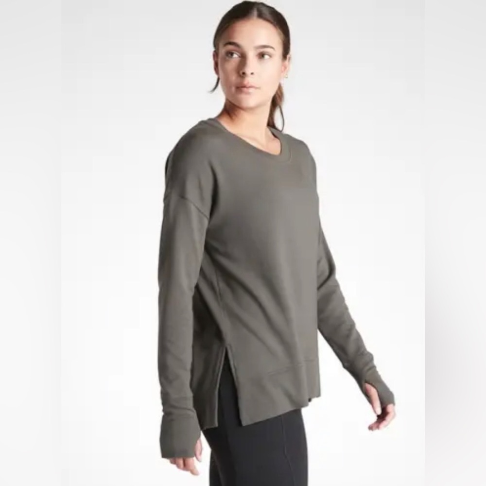 NWT ATHLETA Coaster Luxe Sweatshirt/ Mountain Olive